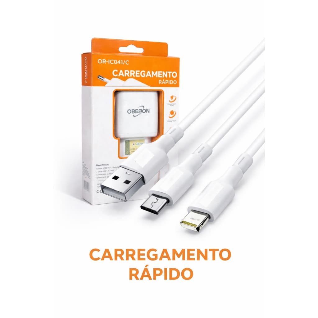 Carregador Turbo Ultra Rápido Tipo C, Lighting (IPHONE) E V8, Envio Imediato