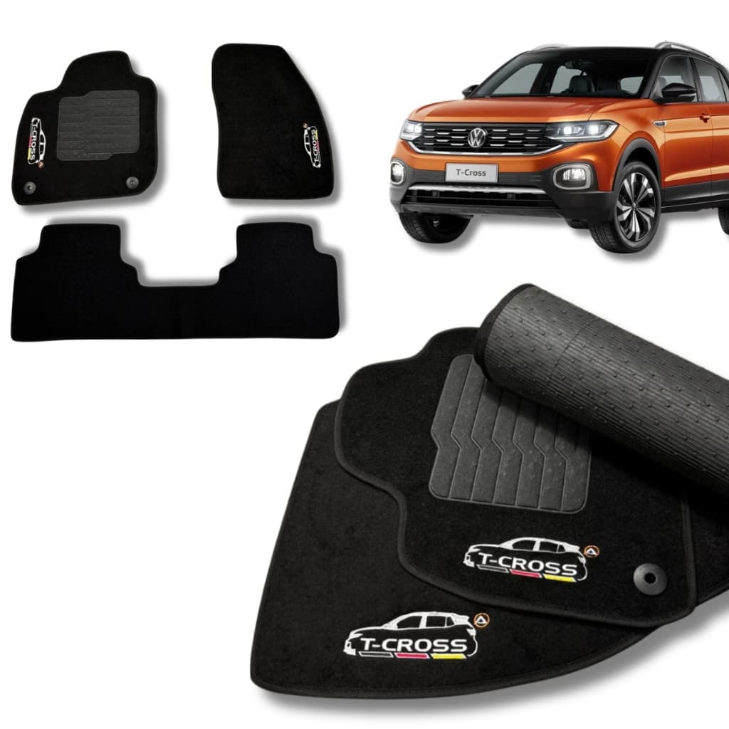 Jogo Tapete Premium Carpete Volkswagen Tcross Personalizado Preto