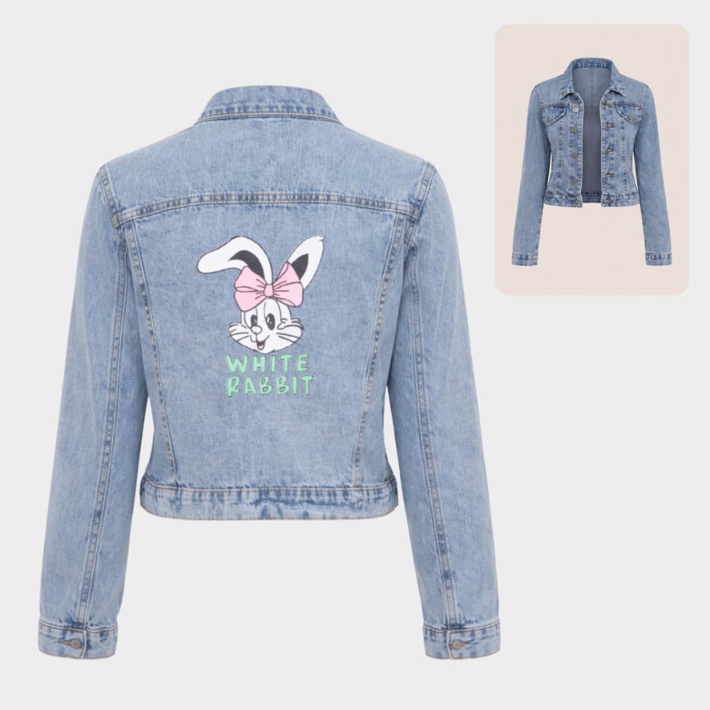 Jaqueta Estampada Jeans Marmorizado Infantil e Juvenil Menina