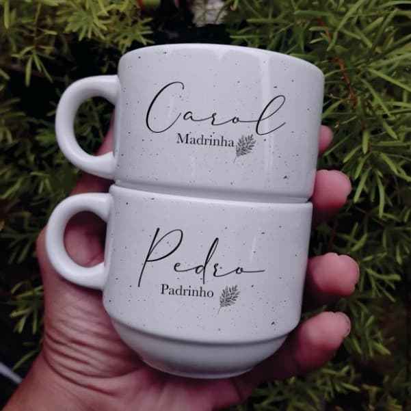 Kit Xícaras Personalizadas 180ml Padrinho Madrinha Pais dos Noivos Dindos | Presente Casamento Porcelana