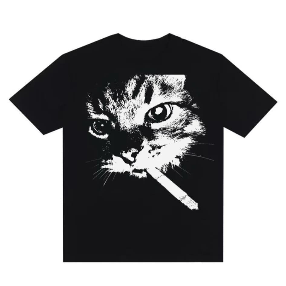 Camiseta Unissex Estampa Gato Dark Grunge Estilo Alternativa Urbana T-shirt Vintage