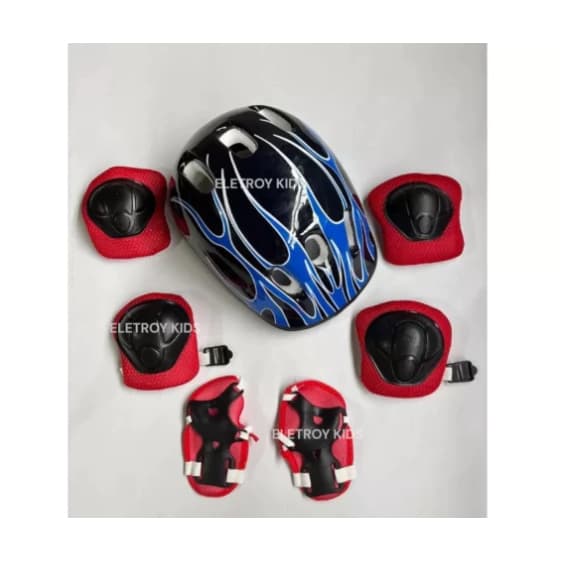 Kit Proteção Luvas Joelheira Capacete Cotoveleira Infantil Esporte ao ar livre