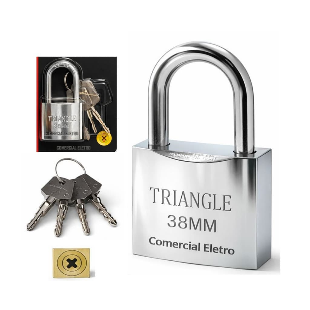 Cadeado Tritan Tamano Medio 38mm Chave Tretra Resistente Prevenção Antifurto