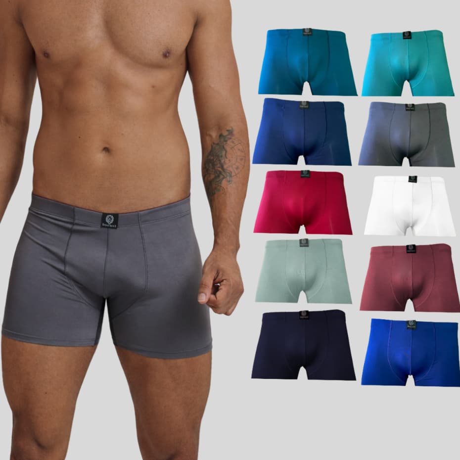 Kit 10 Cuecas Boxer Microfibra Cuecas Box Adulto Lisa Confortável Original
