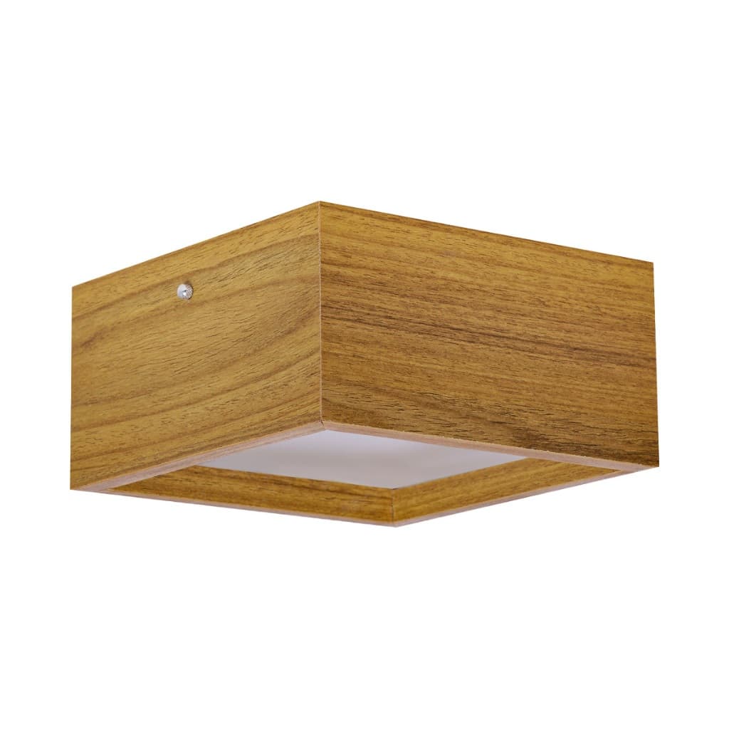 Adrilustres Plafon Wood Quadrado Sobrepor 20cm  - 2 Luzes Decoração Moderno