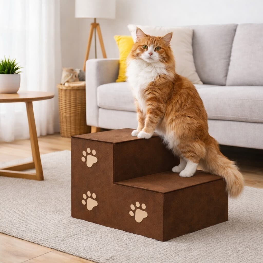 Escadinha Pet 2 Degraus em MDF Escada Para Gatos e Cachorros