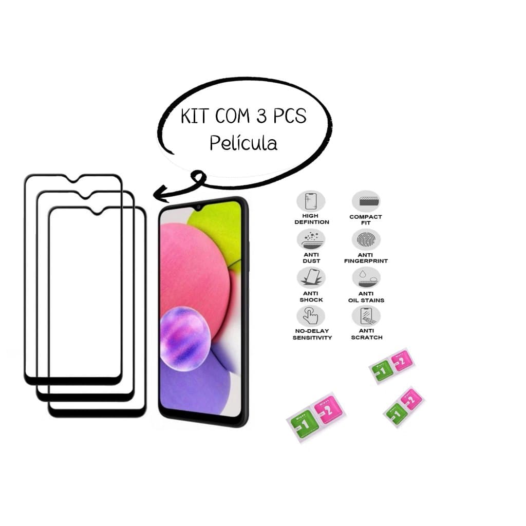 KIT 3 Pcs -  Película 3D Para Redmi 15C / POCO C85 Película  de vidro Para Celular