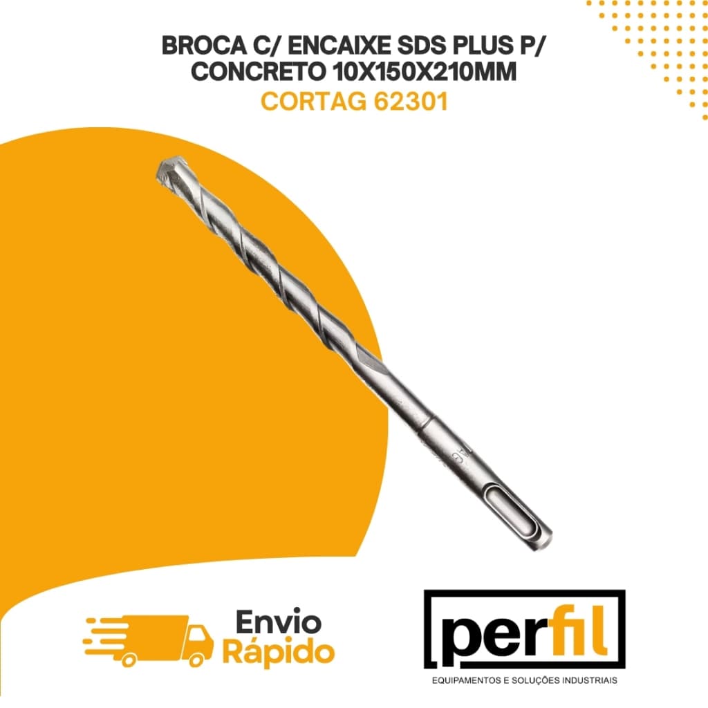Broca SDS Plus 10x150x210mm para Concreto Cortag 62301 Profissional
