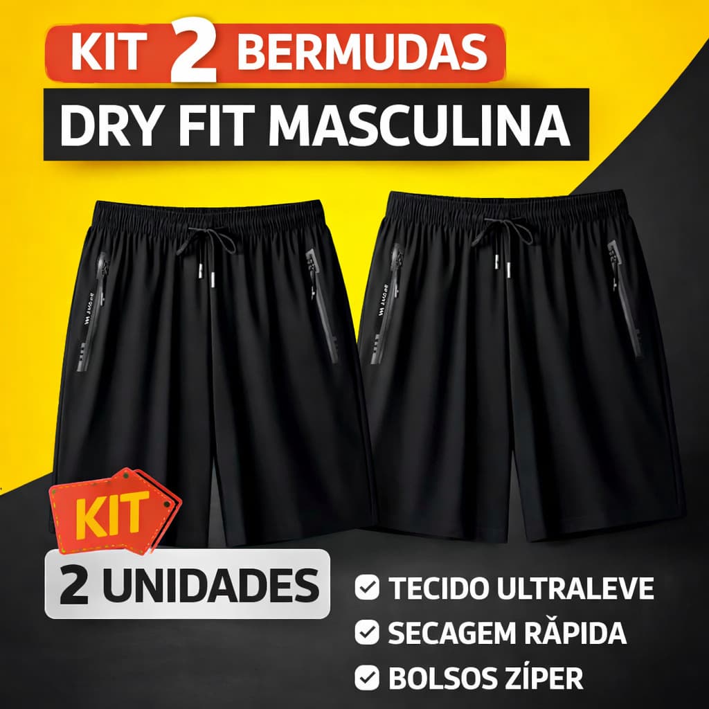 Kit 2 Bermudas Short Masculina Dry Fit Academia Verão Praia