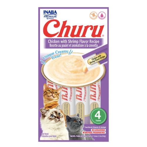 Churu Inaba Gatos Frango com Sabor Camarão – 4 Tubes (Petisco Cremoso Premium)