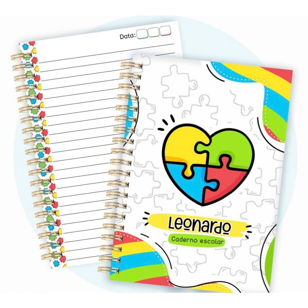 Caderno Autismo A5 Escolar Infantil Capa Dura 100 Fls Espiral
