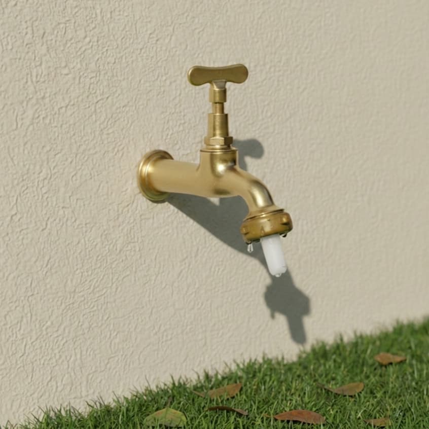Torneira Para Jardim e Tanque Metal Com Bico Amarela / Cromada