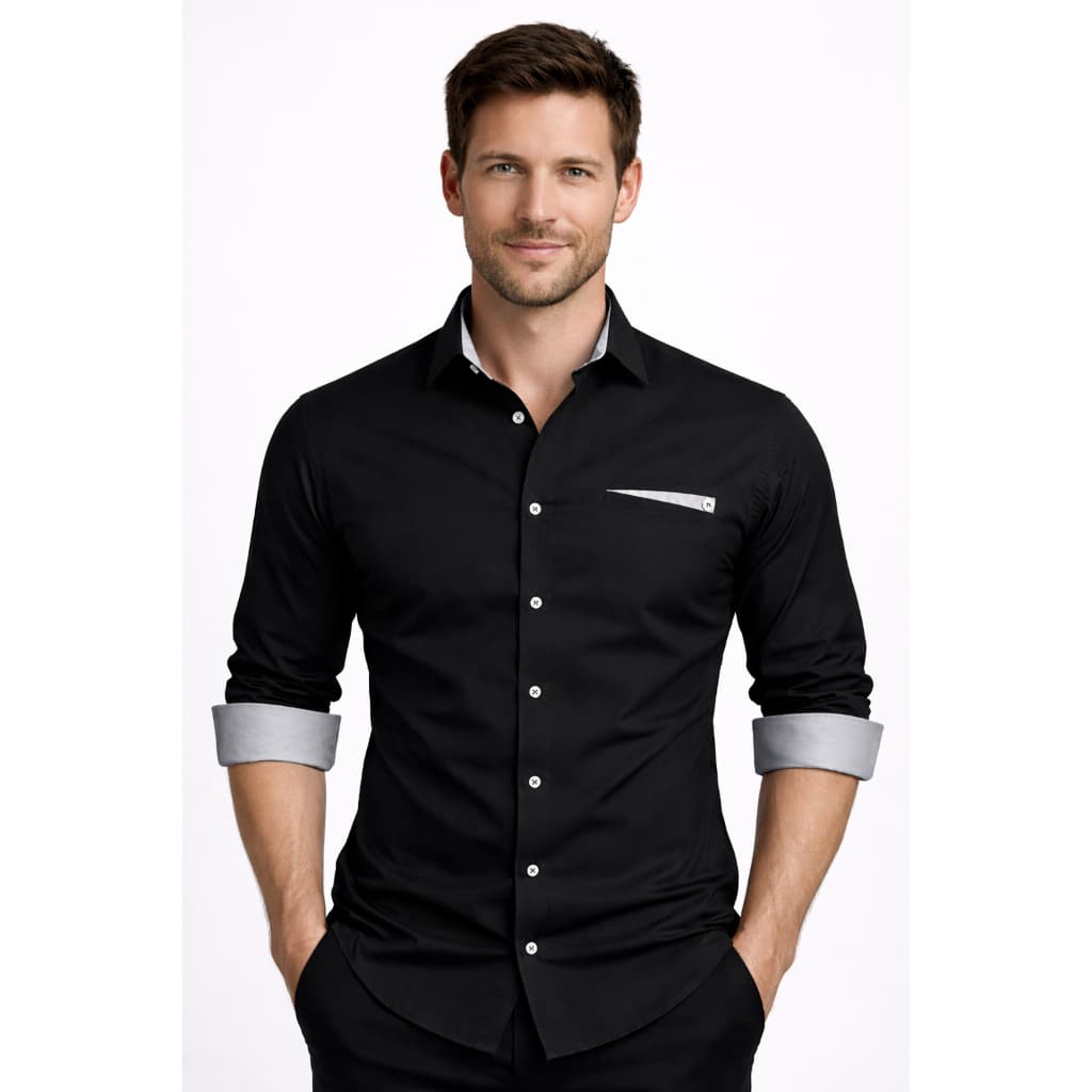 Camisa Masculina Manga Longa Modelagem Slim Fit Camisa Com Elastano A Pronta Entrega M'ens