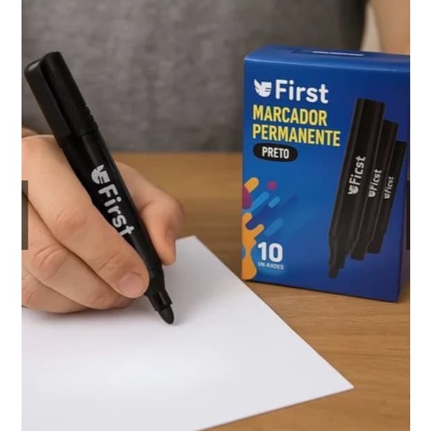 Caneta Marcador Permanente Uso  Escritório Indústria - Azul, Preto ou Vermelho
