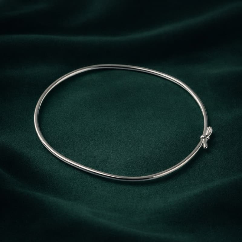 Bracelete Liso Fio Achatado em Prata 925 Legítima Feminino Moderno