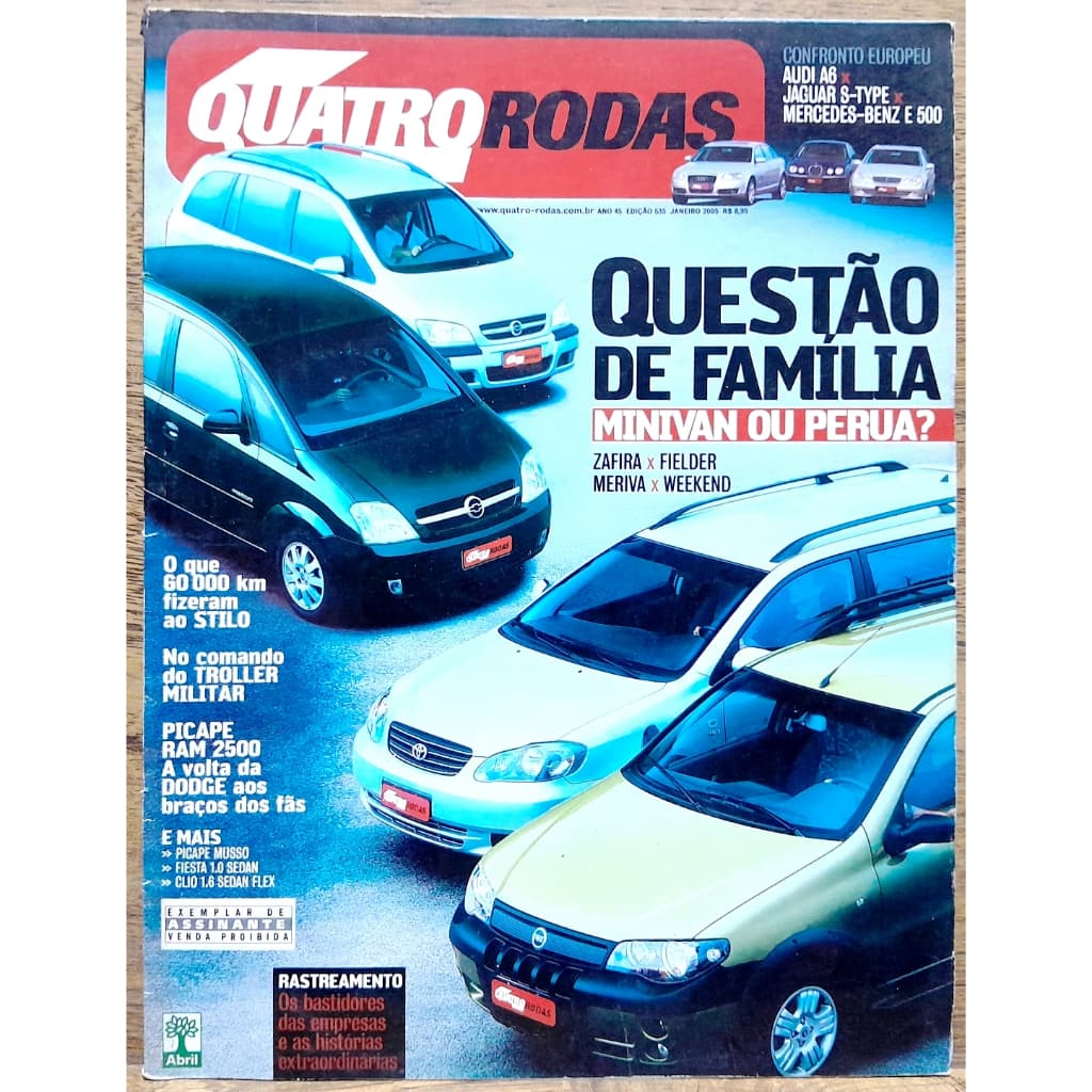 Revista Quatro Rodas 535 Stilo Ram 2500 Audi A6 Fielder Zafira Weekend Troller Jaguar S-Type