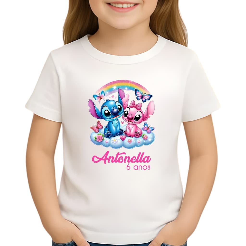 Camiseta lilo e Stitch Personalizada com nome - camiseta do stitch infantil (LEIA A DESCRIÇÃO) - Mod 10
