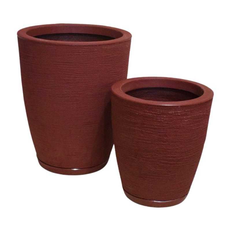 Kit 2 Vasos Decorativos Polietileno Coluna Bojo Escovado 1,2 Grande para Plantas