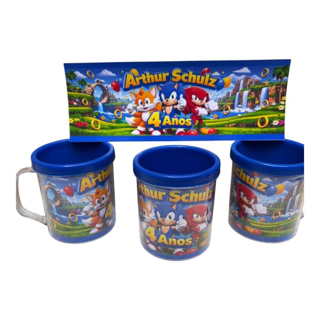 20 Canecas Acrílicas Para Foto Personalizadas Sonic