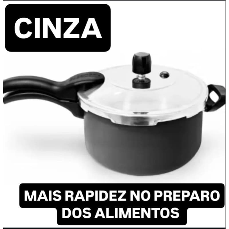 PANELA DE PRESSÃO FECHAMENTO EXTERNO CINZA ALEGRETE 3L ANTIADERENTE TEFLON PERFEITA  PRÁTICA P/ SUA COZINHA MAIS RAPIDEZ