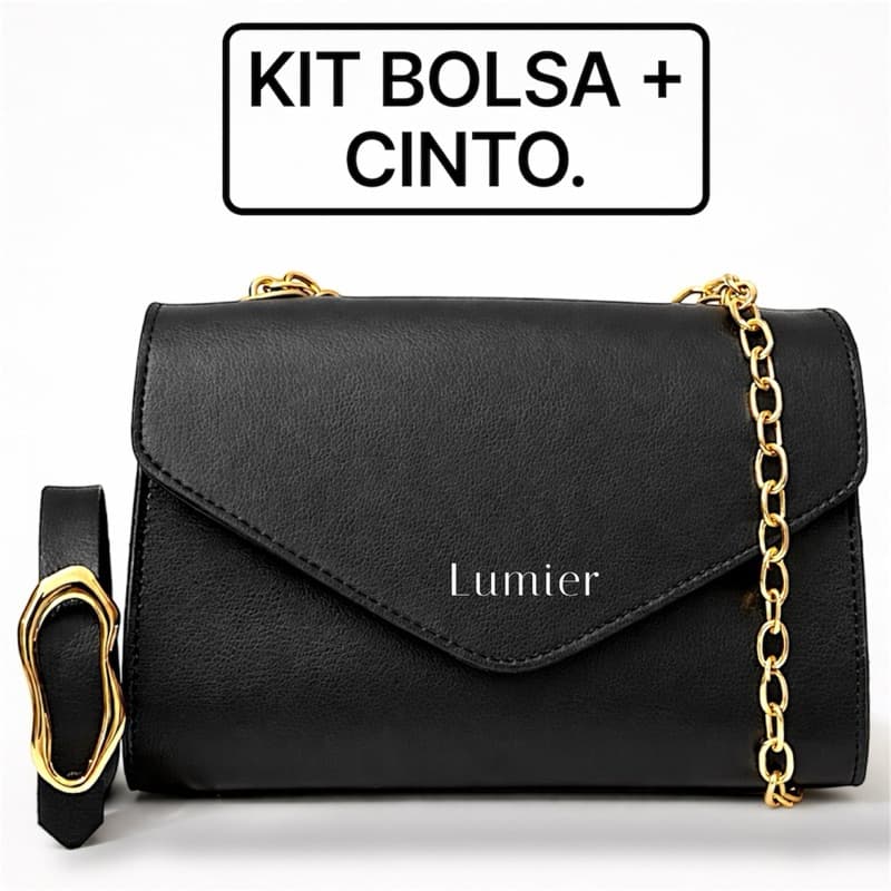 Kit Cinto Feminino + Bolsa Feminina Alça Corrente.