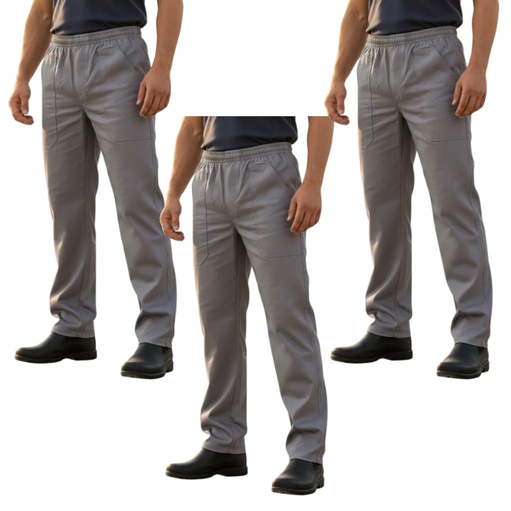 Kit C/ 3 Calça de Uniforme Pedreiro Brim Profissional Reforçada Profissional Masculina Qualidade