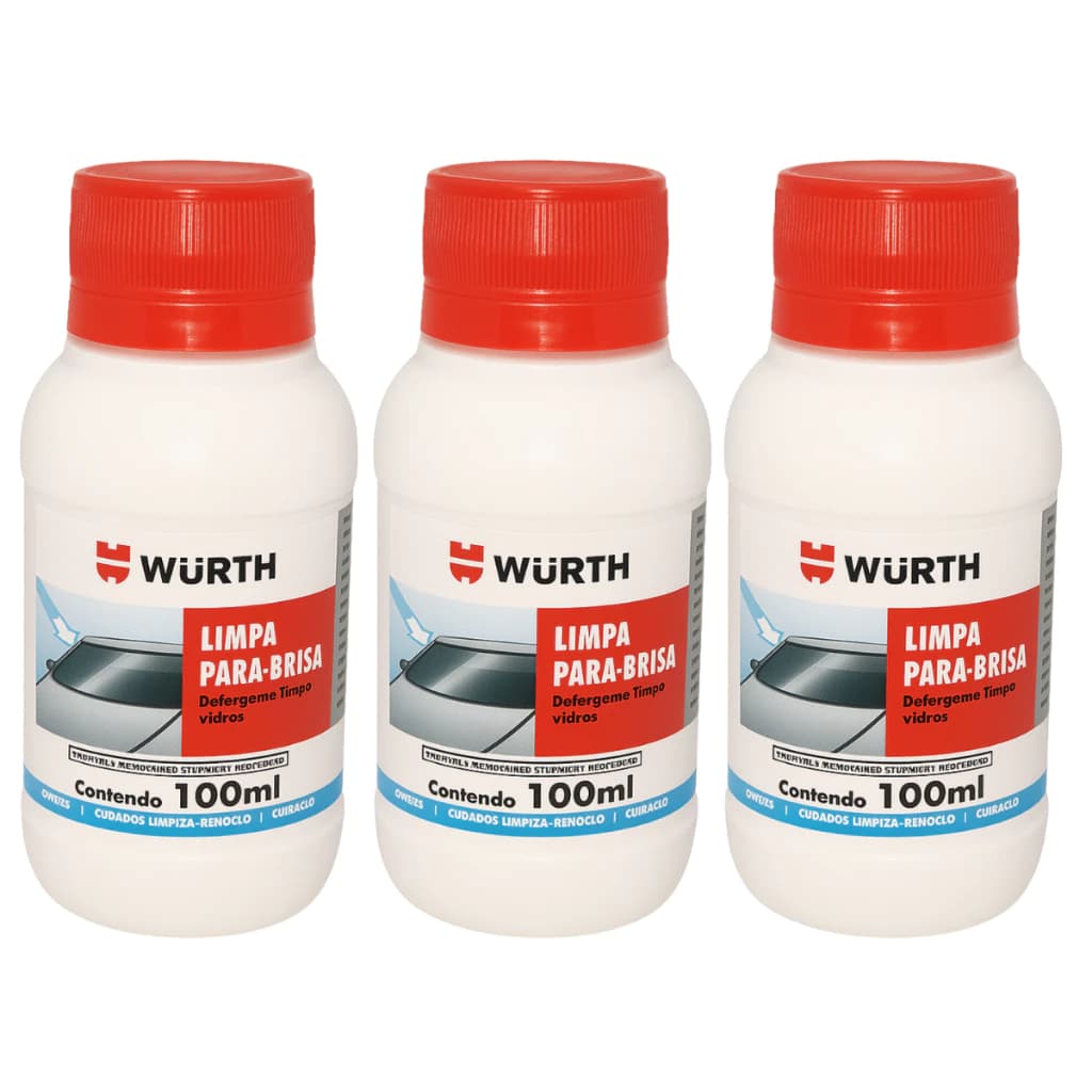 Wurth - 3x Limpa Para-brisa 100ml (Fluido Liquido Limpeza Parabrisa Automotivo Carro Limpador)