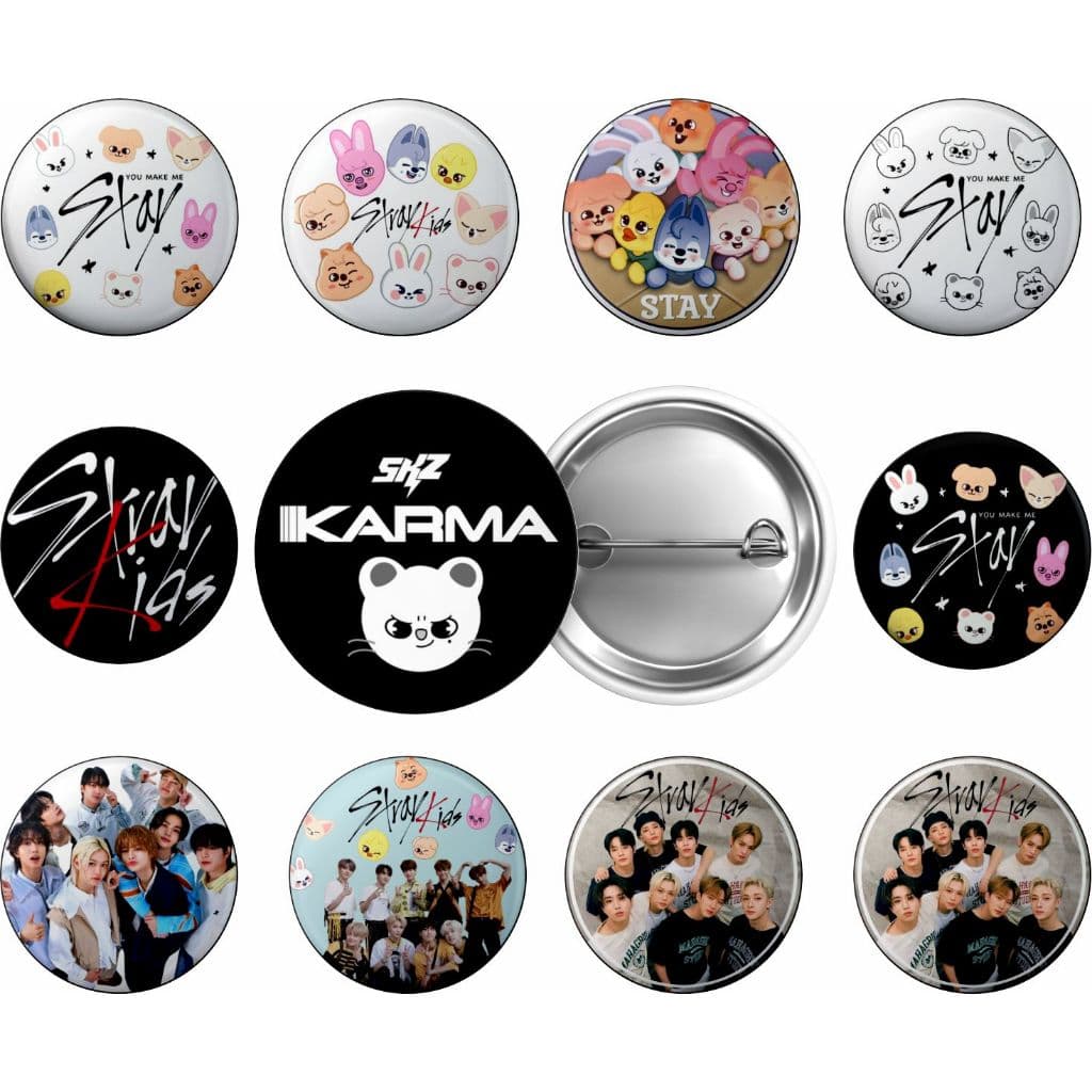 Kit 10 Botton Broches Tema Stray Kids 3,5cm