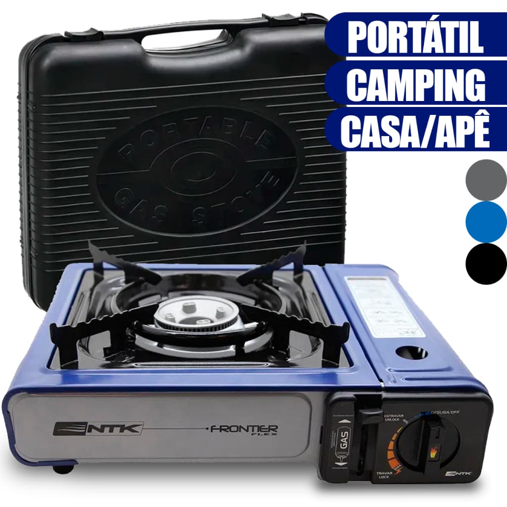 Fogareiro Portátil Nautika Frontier Guepardo Uno 3 em 1 Camping Casa Com Acendedor Automático Maleta de Transporte
