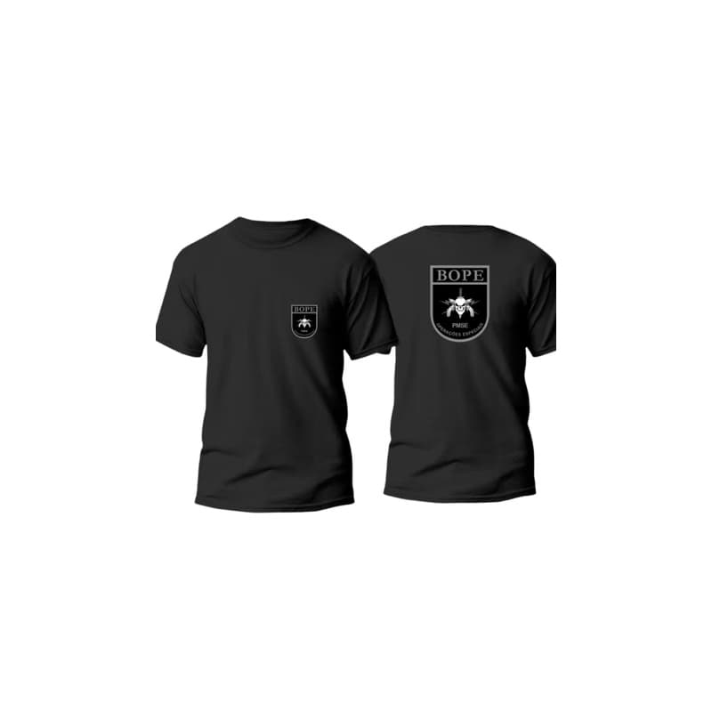bope camiseta preta masculina e feminina