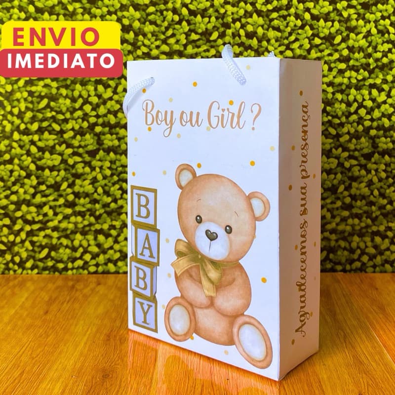 SACOLINHA PARA CHA REVELAÇÃO | Sacolinha | Chá de bebê | Lembrancinha | Mimos | Chá Revelação Ursinho