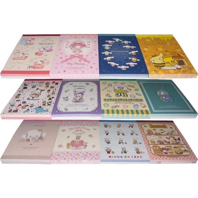 Direto Do Japão Bloco De Notas Sanrio Mini Papel 2design 100 Folhas Papelaria (Hello Kitty , My Melody , Cinnamoroll , Pompompurin , Pochacco , Kuromi , KerokeroKeroppi , Hangyodon , Cogimyun , Marron Cream , Tābō , Personagens)