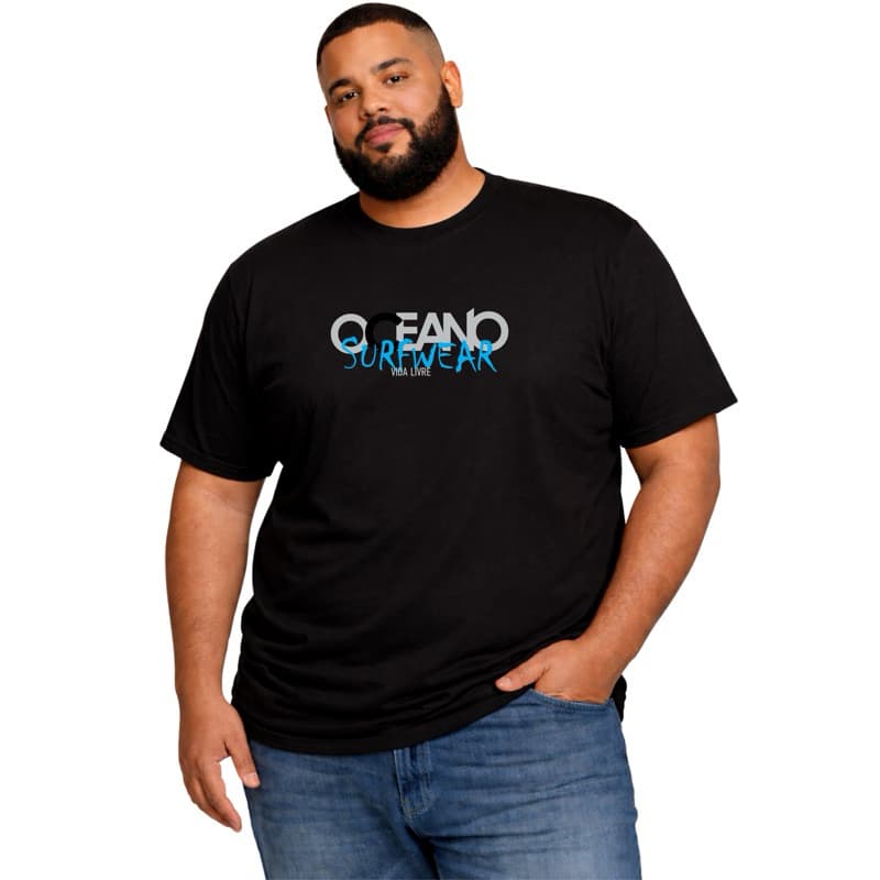 Camiseta Masculina Gold Alta Qualidade Algodão Macio Estampa Oceano do P ao G4 Plus Size Promoção