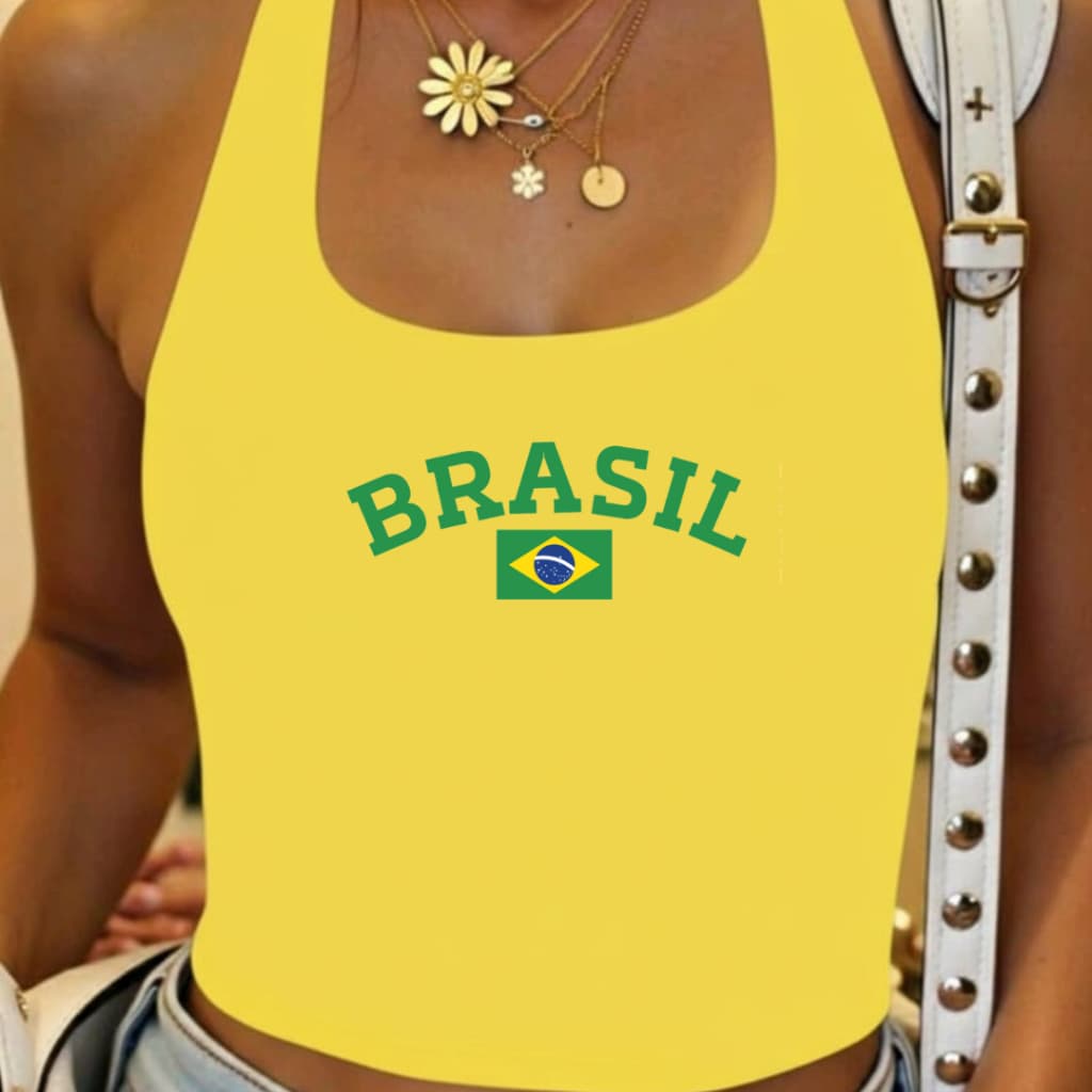 Frente única Brasil Feminino Suplex Confortável Estampa Alta Qualidade em DTF