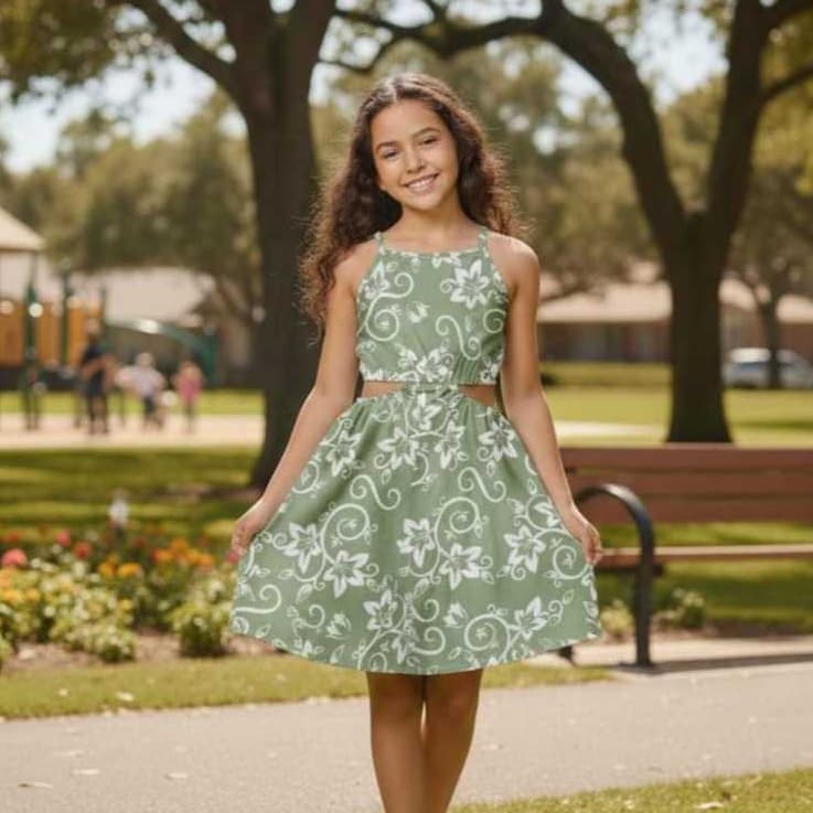 Vestido Infantil Menina Crepinho Leve Alcinha e Fenda Lateral Elástico Estampado Moda Verão!