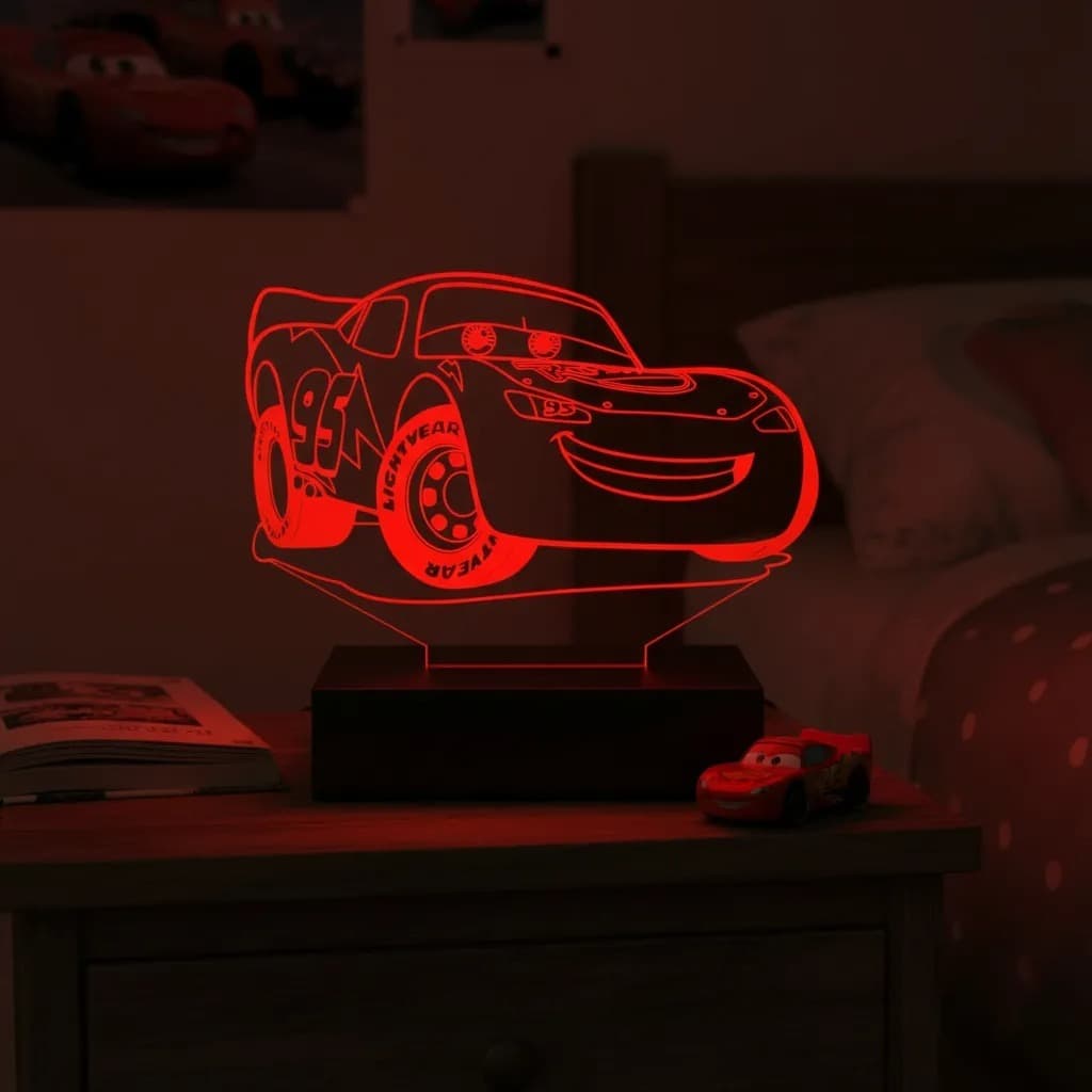Luminária Led 3d | Carros Relâmpago Mac Queen | Abajur Presente Criativo Decoração