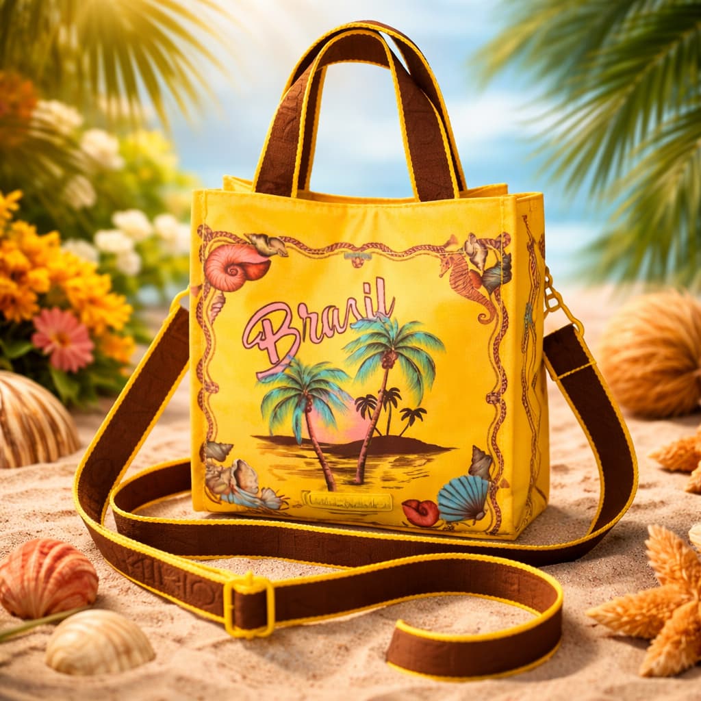 Bolsa Farm Rio Brasil Tropical Amarela - Alça Regulável Original Praia Verao Beleza🍍
