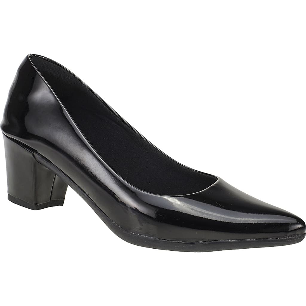 Scarpin Preto Verniz Social Advogada Salto Grosso Quadrado Sapato Social Naty Shoes Elegante Casual