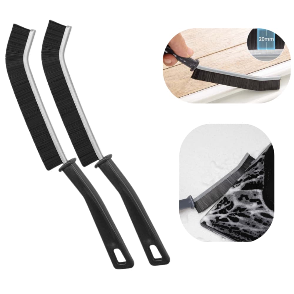Conjunto com 2 Escovas de Limpeza – Cerdas Firmes para Frestas e Vidros