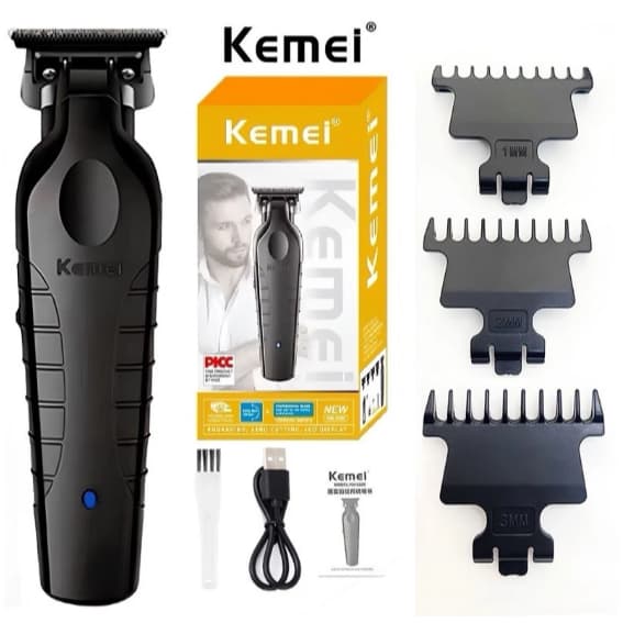 Kemei KM-2299 Máquina Barbear Profissional Acabamento Aparador Detalhador Barbeiro Cortar Elétrica