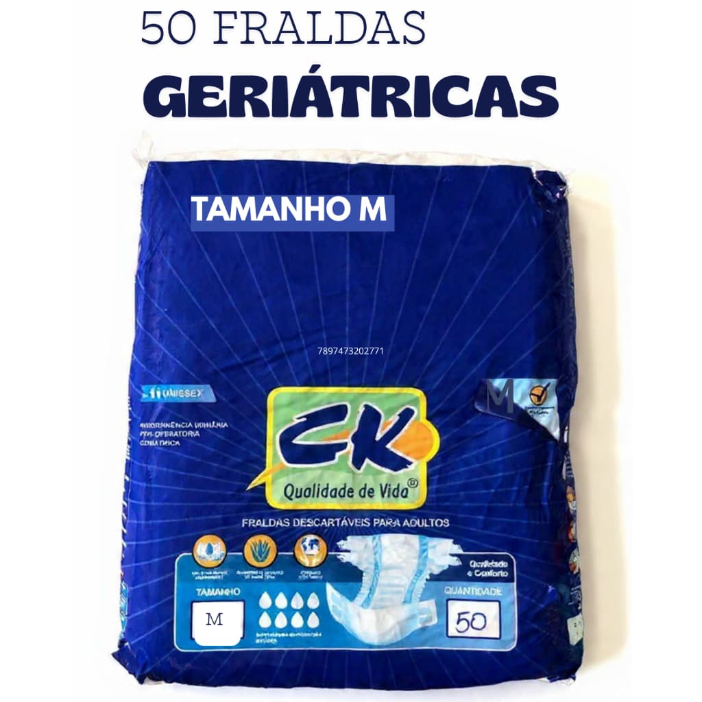 Fralda Geriátrica M CK com 50 fraldas Unissex