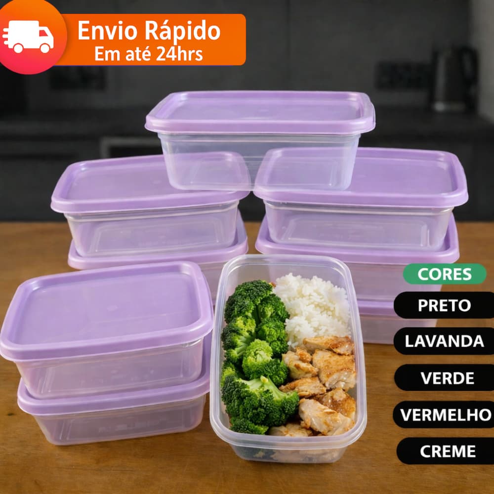 Kits 6 / 10 Pote Retangular Mini 500ml Transparente