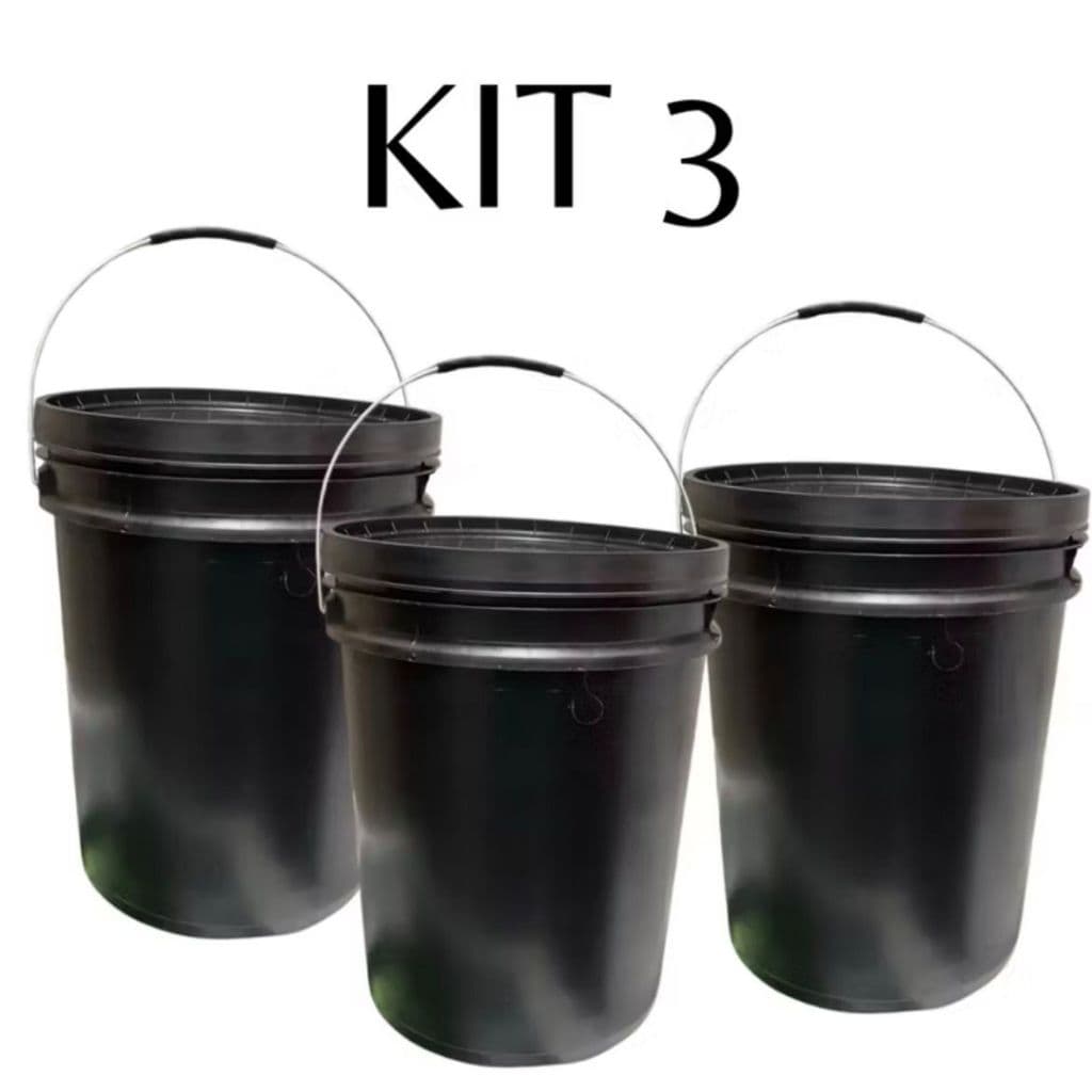 Kit 3 Baldes Com Tampa E Lacre 20 Litros