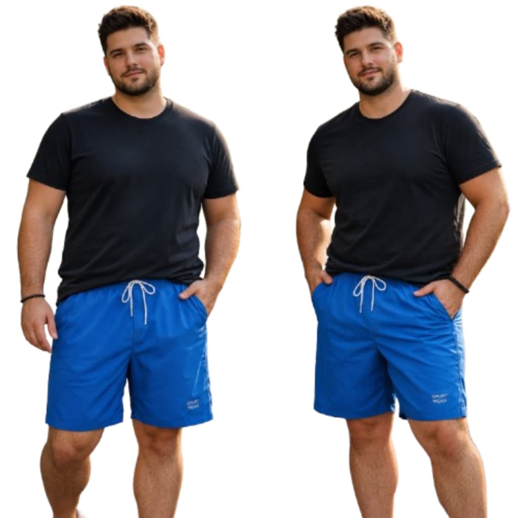 Bermuda Masculina Plus Size em Tactel com Elastano – G1 ao G5 e Bolsos Laterais