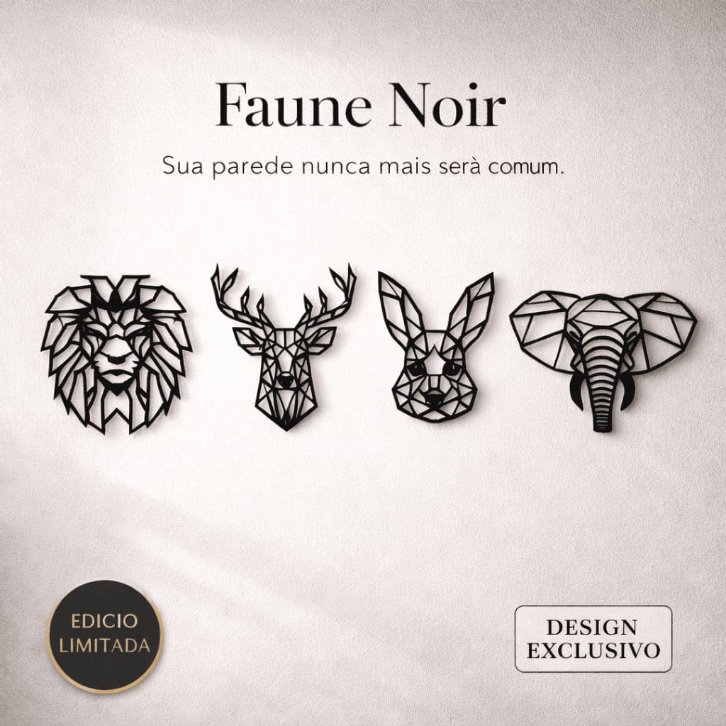 Faune Noir Collection – Kit com 4 Animais Geométricos
