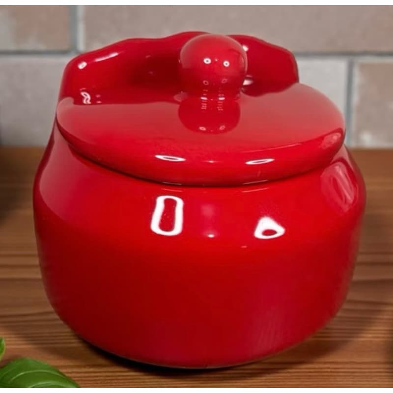 Saleiro de Cozinha em  Ceramica Com Tampa, Mesa Parede Porta Sal Pintado A Mão