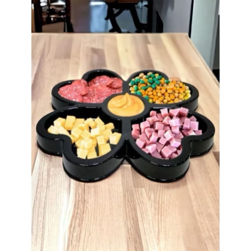 Petisqueira Prática com Porta Molho Bandeja para Petiscos 29 cm