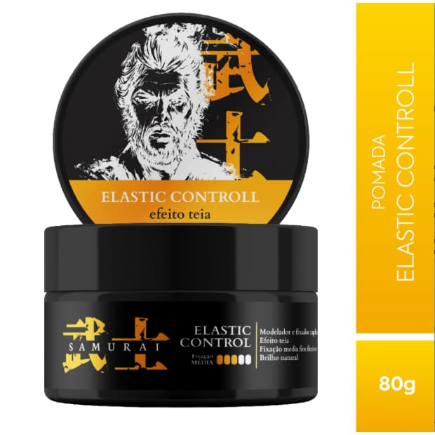Pomada Modeladora Samurai 80g Efeito Teia Fixação Flexível Elastic Cera Capilar Masculina Anti Frizz