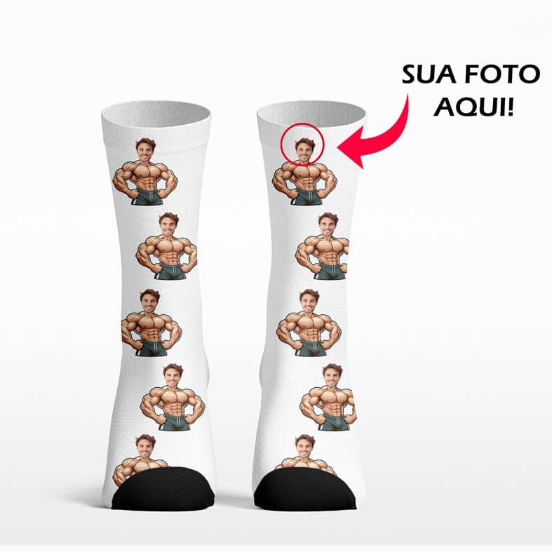 Meia personalizada com rosto presente criativo (corpo fisiculturista maromba musculo) ENVIO RAPIDO