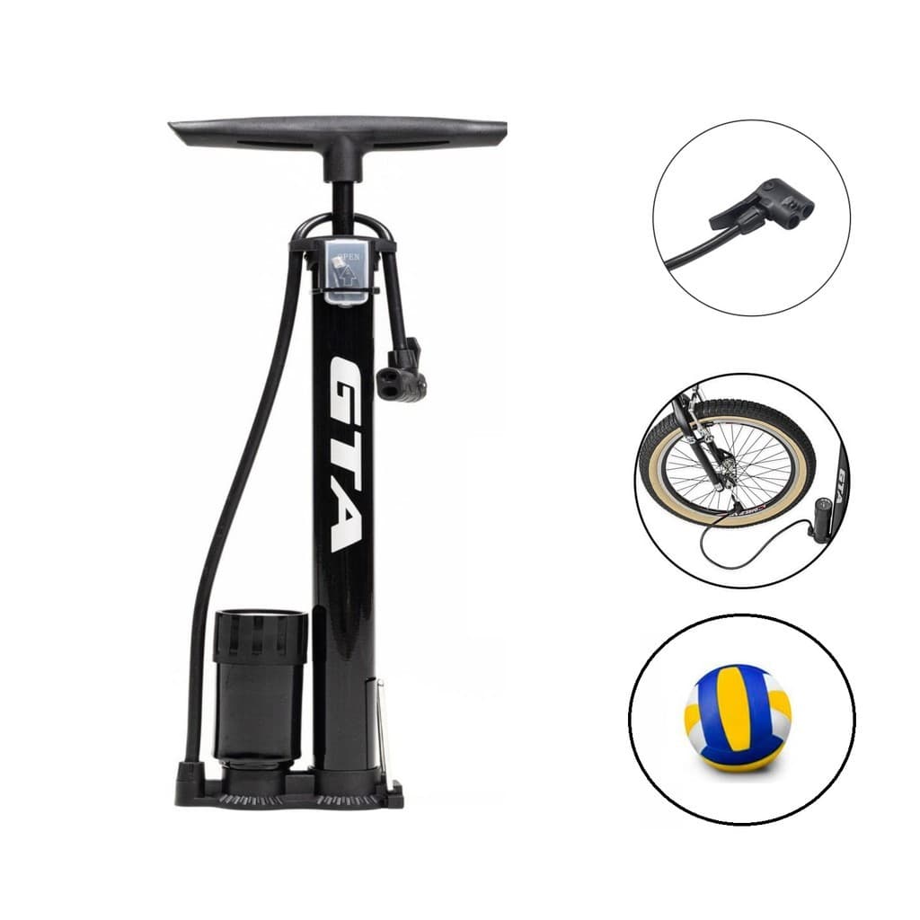 Bomba De Ar GTA Bike Oficina C/Manômetro Ciclismo Bola Carro Com Adaptador